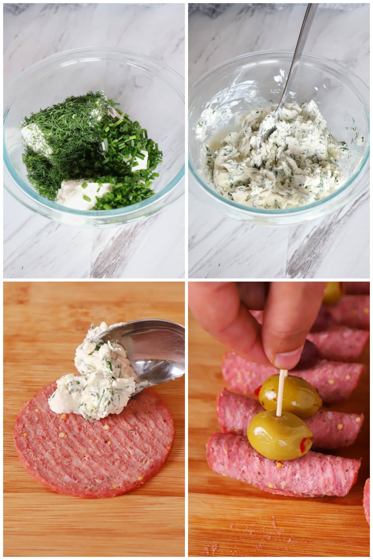 Salami Cream Cheese Rolls with Olives